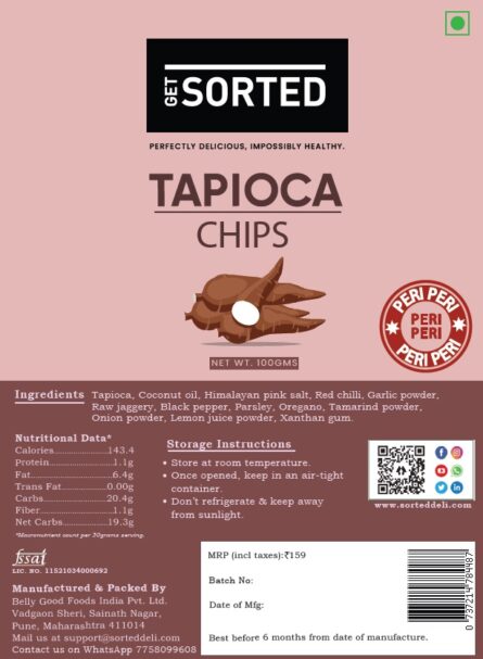 Tapioca Chips – Peri Peri – 100gms